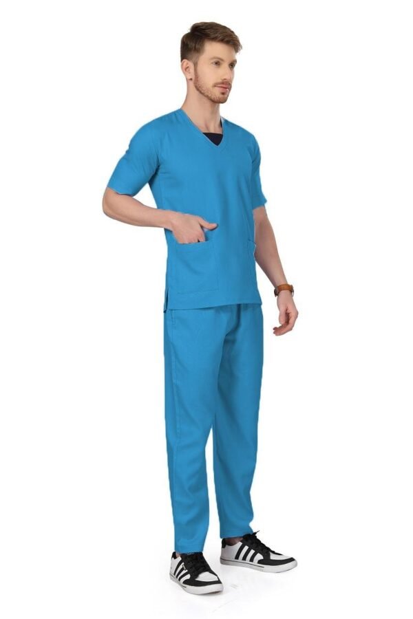 4-12.jpg LUNAIN Scrub Suits for Doctors | OT Dress | Dentists and Healthcare Professionals (Men) (Dark Sky Blue)