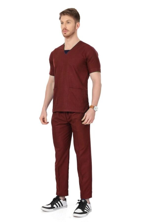4-14.jpg LUNAIN Scrub Suits for Doctors | OT Dress | Dentists and Healthcare Professionals (Men) (Maroon)
