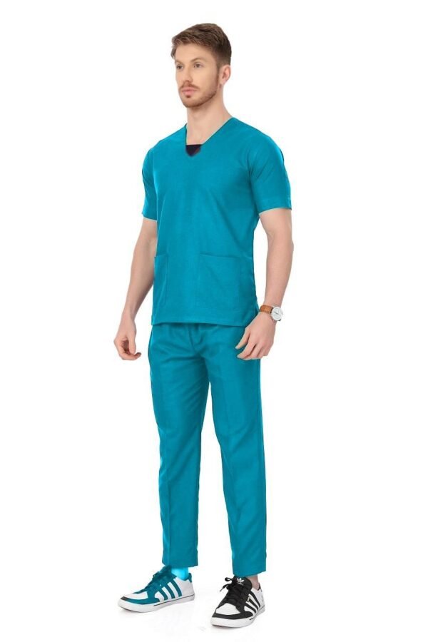 4-18.jpg LUNAIN Scrub Suits for Doctors | OT Dress | Dentists and Healthcare Professionals (Men) (Teal)