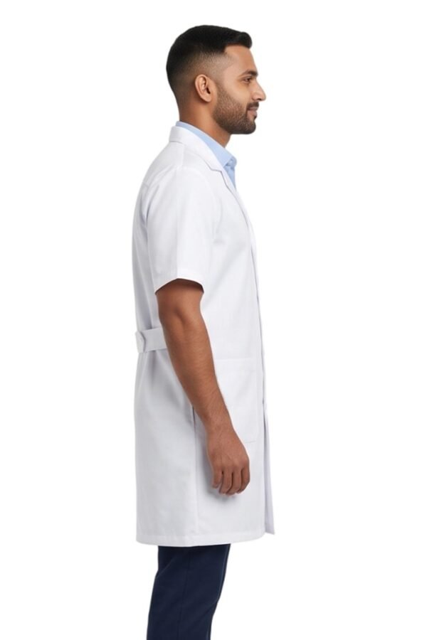 M-labcoat-half-white-2 LUNAIN Half Sleeves Lab Coat for Man (White)