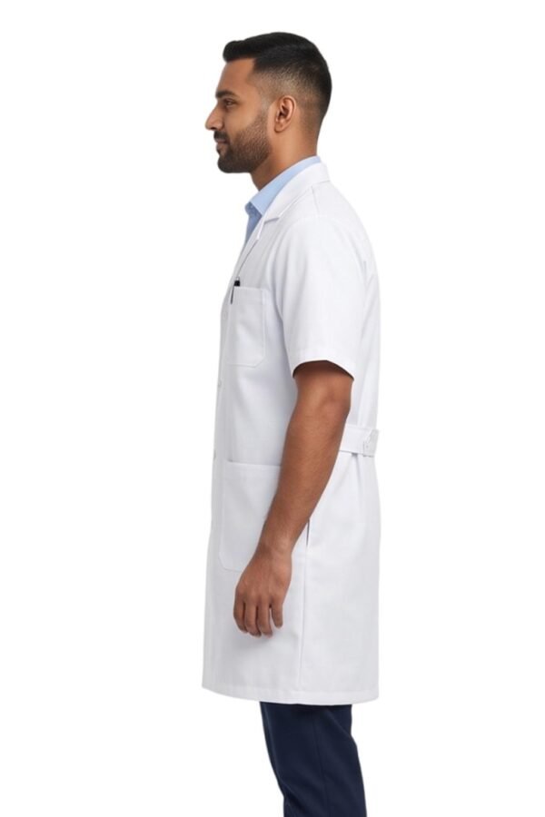 M-labcoat-half-white-3 LUNAIN Half Sleeves Lab Coat for Man (White)