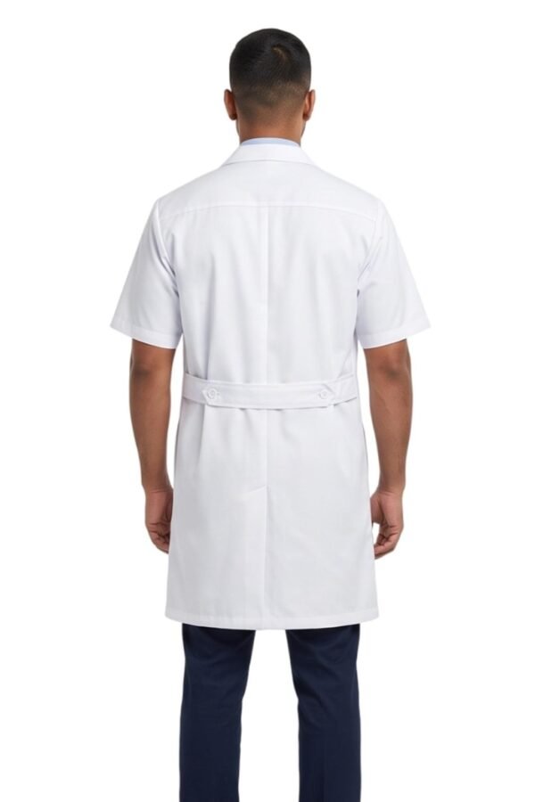 M-labcoat-half-white-4 LUNAIN Half Sleeves Lab Coat for Man (White)