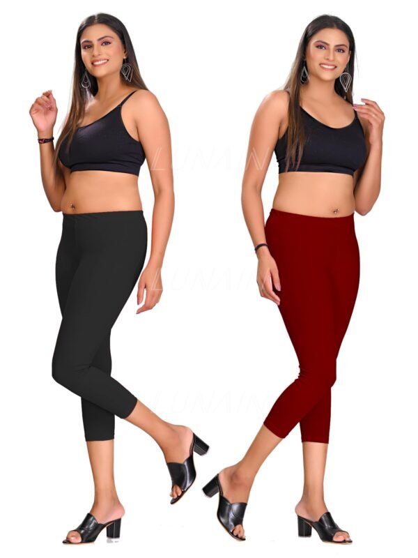 black-maroon.jpg LUNAIN Capris Combo for Women/Girls