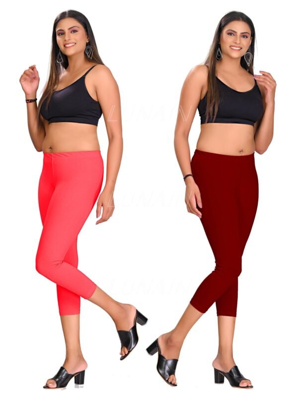 peach-maroon.jpg LUNAIN Capris Combo for Women/Girls
